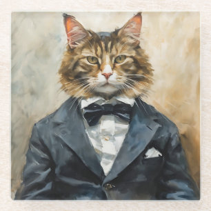 Dessous-de-verre En Verre Chat en costume