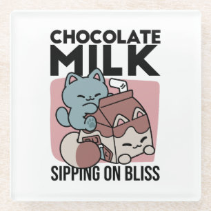 Dessous-de-verre En Verre Chat Mignon Lait Chocolat – Boisson Confortable et