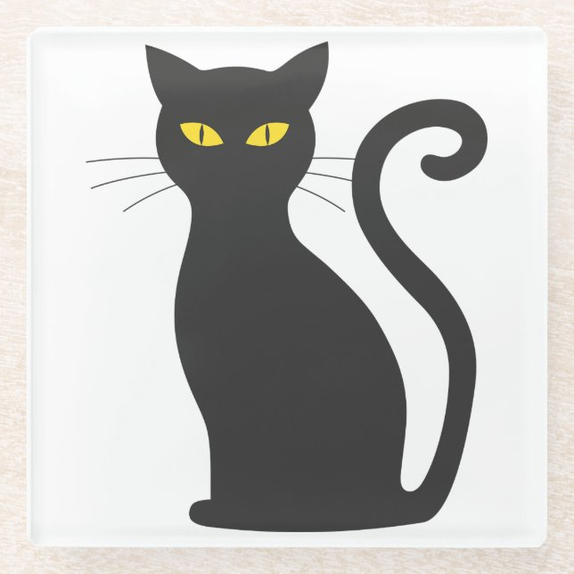 Dessous-de-verre En Verre Chat noir mou (Devant)