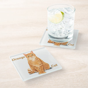 Dessous-de-verre En Verre Chat orange roux tabby personnalisé