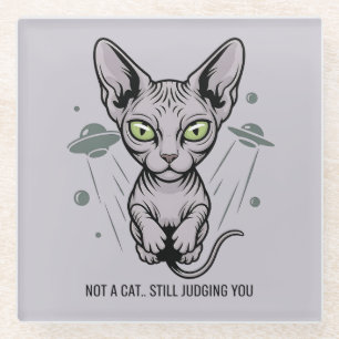 Dessous-de-verre En Verre Chat Sphynx jugeant cosmique Art