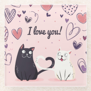 Dessous-de-verre En Verre Chats amoureux