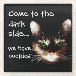 Dessous-de-verre En Verre Chats Badass - "Dark Side has Cookies"