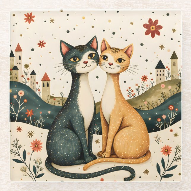 Dessous-de-verre En Verre Chats de rêve (Devant)