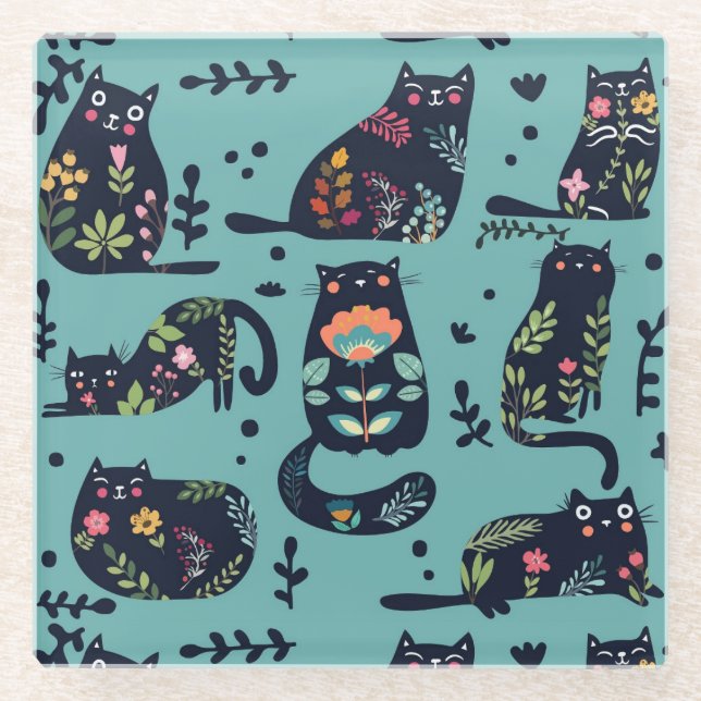 Dessous-de-verre En Verre Chats décoratifs (Devant)