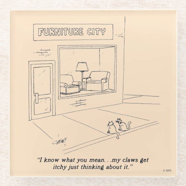 Dessous-de-verre En Verre Chats griffant des meubles (Devant)