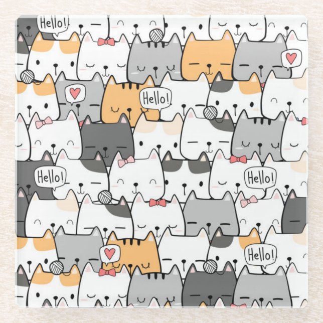 Dessous-de-verre En Verre Chats mignons (Devant)