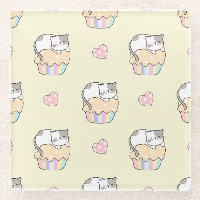 Dessous-de-verre En Verre Chats mignons (Devant)