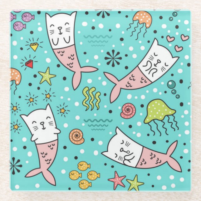 Dessous-de-verre En Verre Chats mignons (Devant)