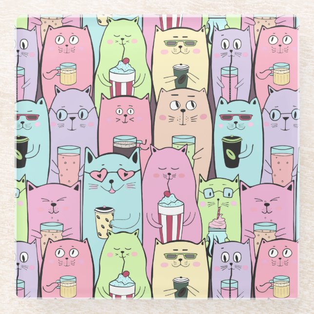 Dessous-de-verre En Verre Chats mignons (Devant)