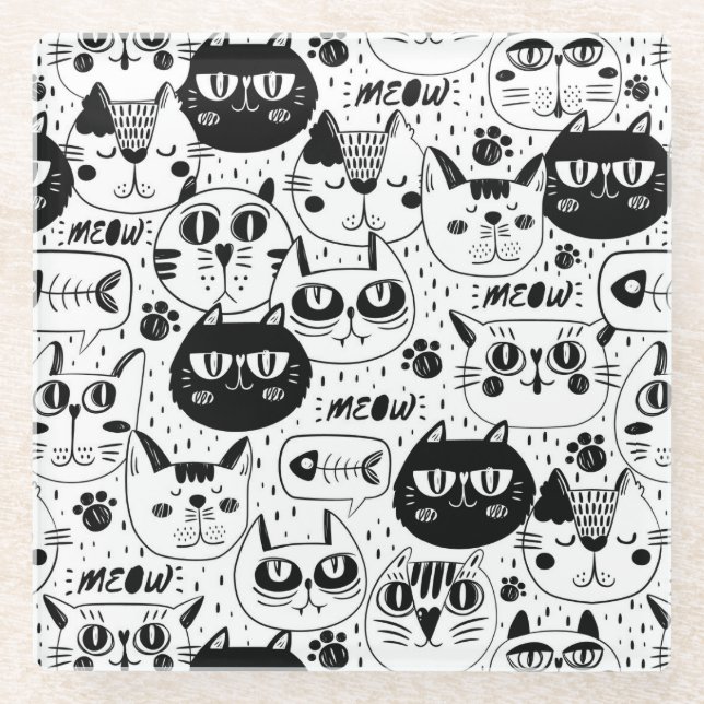 Dessous-de-verre En Verre Chats mignons (Devant)