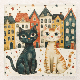 Dessous-de-verre En Verre Chats Mignons