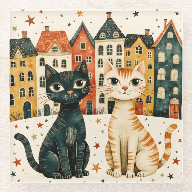 Dessous-de-verre En Verre Chats Mignons (Devant)
