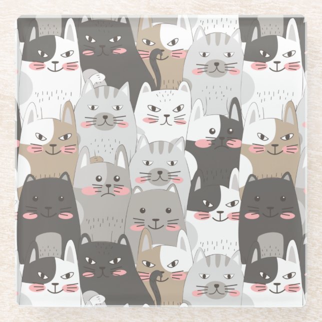 Dessous-de-verre En Verre Chats mignons (Devant)