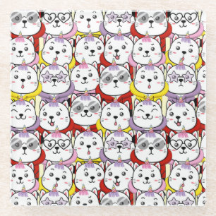 Dessous-de-verre En Verre Chats mignons