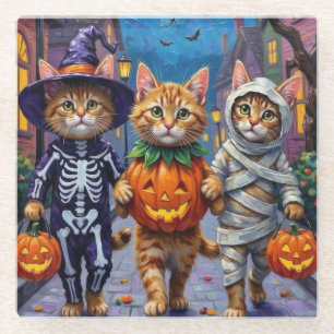 Dessous-de-verre En Verre Chats Persans Trick-or-Treating  Costumes d'Hallow