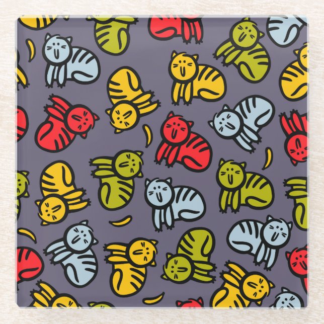 Dessous-de-verre En Verre Chats plus bananes (Devant)