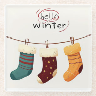 Dessous-de-verre En Verre chaussettes de Noël cadeaux 
