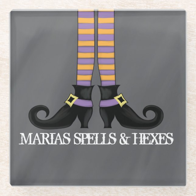 Dessous-de-verre En Verre Chaussures de sorcière Whimsical Halloween mignonn (Devant)