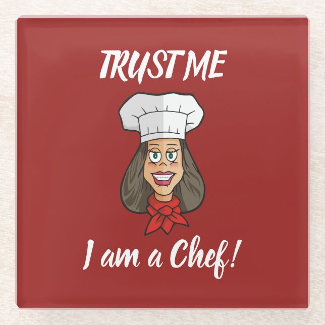 Dessous-de-verre En Verre Chef femme (Devant)