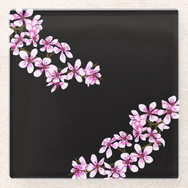 Dessous-de-verre En Verre cherry flowers (Devant)
