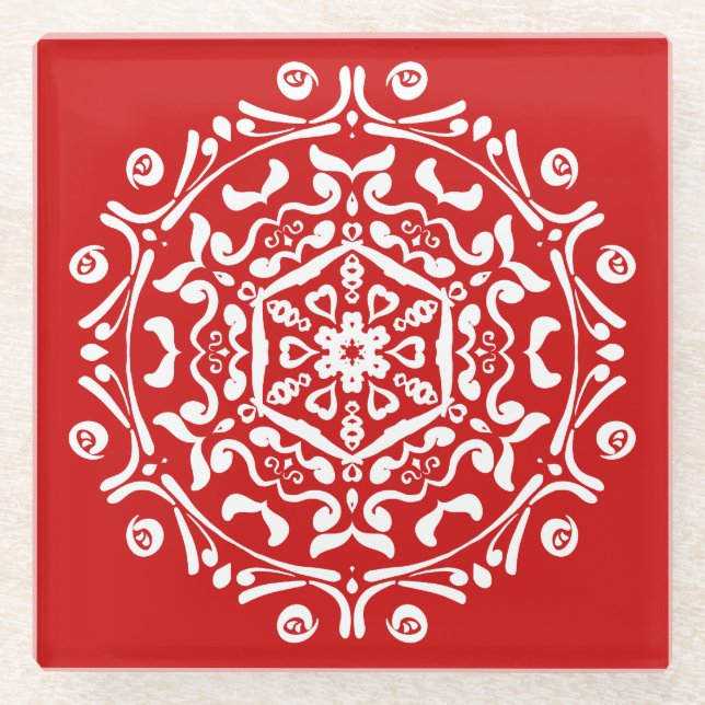 Dessous-de-verre En Verre Cherry Mandala (Devant)