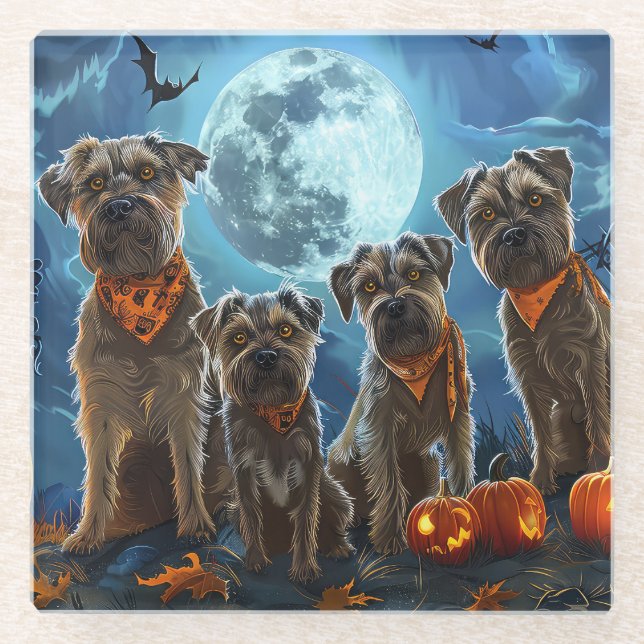 Dessous-de-verre En Verre Chesapeake Bay Terrier Halloween Éffrayant (Devant)