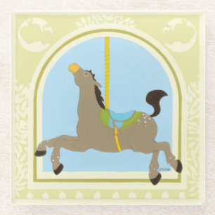 Dessous-de-verre En Verre Cheval avant juin Bruyère Vess de carrousel