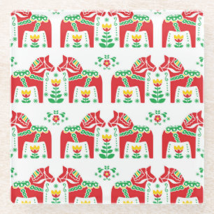 Dessous-de-verre En Verre Cheval de Dala suédois : Art folklorique