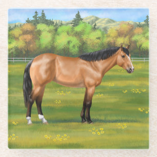 Dessous-de-verre En Verre Cheval du Quartier des Dun Buckskin