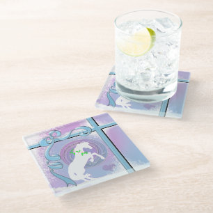 Dessous-de-verre En Verre Chevaux de Coeur Blanc V Vacances (Rose/Lav Swirl/
