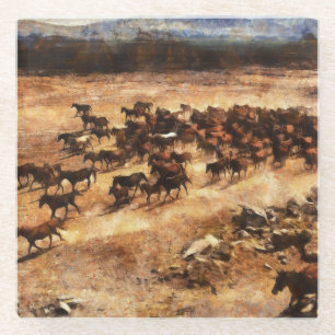 Dessous-de-verre En Verre Chevaux Sauvages : Majesté d'Animal Artistique.