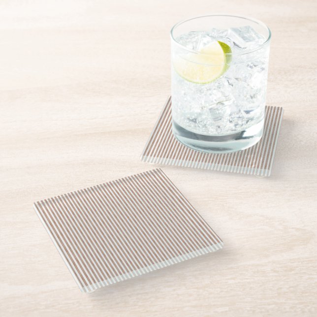 Dessous-de-verre En Verre Chic Brown rayures blanches (Incliné)