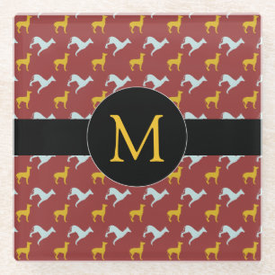 Dessous-de-verre En Verre Chien Année 2018 Zodiac Anniversaire Monogramme Ve