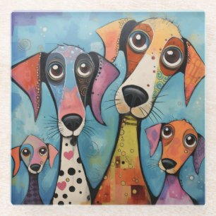 Dessous-de-verre En Verre Chien coloré Art Abstrait de style dessin animé