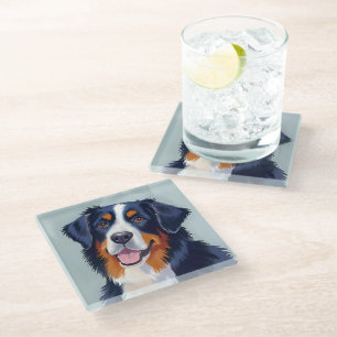 Dessous-de-verre En Verre Chien de montagne bernois Peinture à l'aquarelle