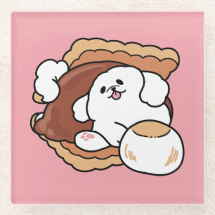 Dessous-de-verre En Verre Chien drôle et design de S'more – Pun pour amateur