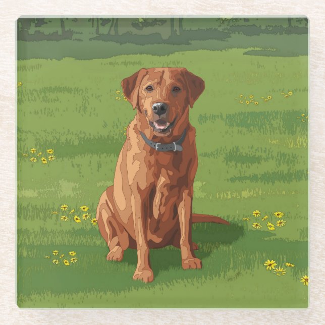 Dessous-de-verre En Verre Chien du Labrador jaune rouge renard (Devant)