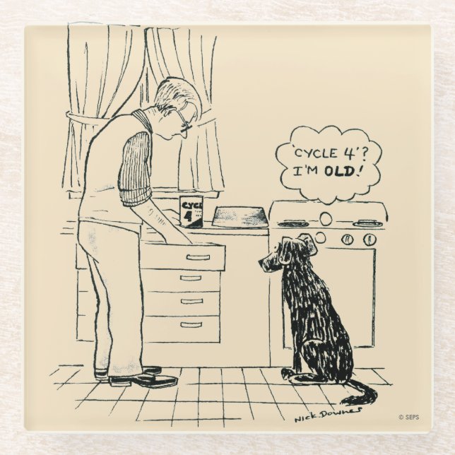 Dessous-de-verre En Verre Chien vieillissant (Devant)