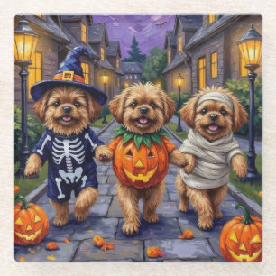 Dessous-de-verre En Verre Chiens Pékinois Trick-or-Treating Costume d'Hallow