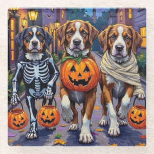 Dessous-de-verre En Verre Chiens Saint-Bernard en costumes d'Halloween