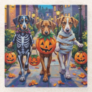 Dessous-de-verre En Verre Chiens Silken Windhound en costumes d'Halloween