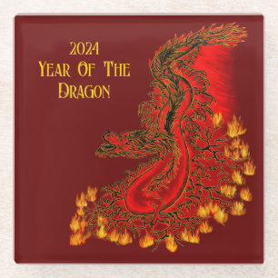 Dessous-de-verre En Verre Chine Dragon, 2024 Année Du Dragon