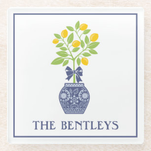 Dessous-de-verre En Verre Chinoiserie Dessous de verre en verre citron