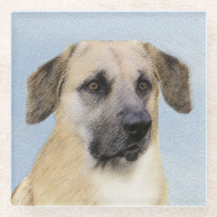 Dessous-de-verre En Verre Chinook (Oreilles Laissées) Peinture - Art Chien o