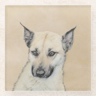 Dessous-de-verre En Verre Chinook (Oreilles Pointées) Peinture - Art Chien o