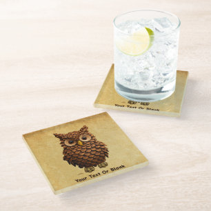 Dessous-de-verre En Verre Chouette du cône de pin