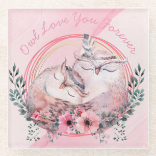 Dessous-de-verre En Verre Chouettes mignonnes