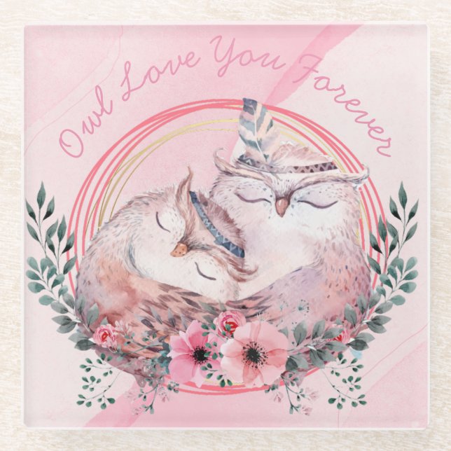 Dessous-de-verre En Verre Chouettes mignonnes (Devant)