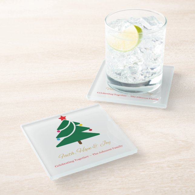 Dessous-de-verre En Verre Christmas Coaster (Incliné)
